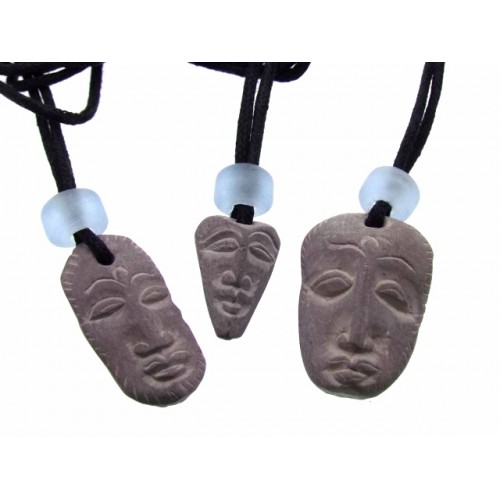 Carved Protection Stone Goddess Face Amulet Pendant